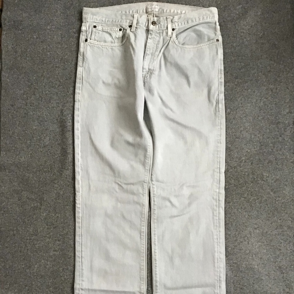 Men’s J.Crew Slim-fit garment-dyed five pocket pant denim jeans 33 x 34 grey